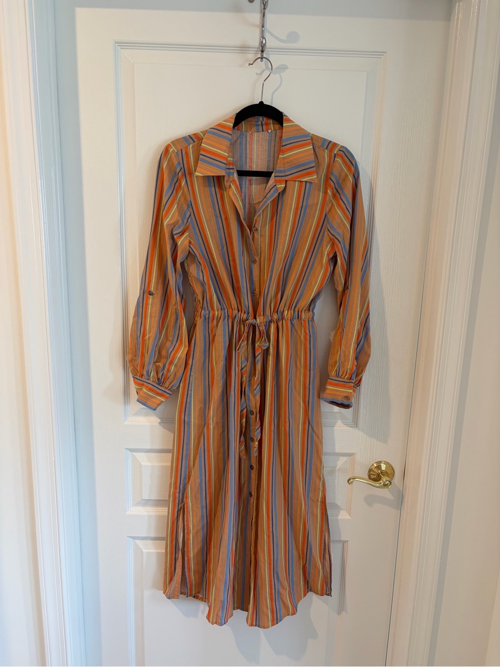 Current Air Striped Maxi Dress in Tan, Blue & Orange